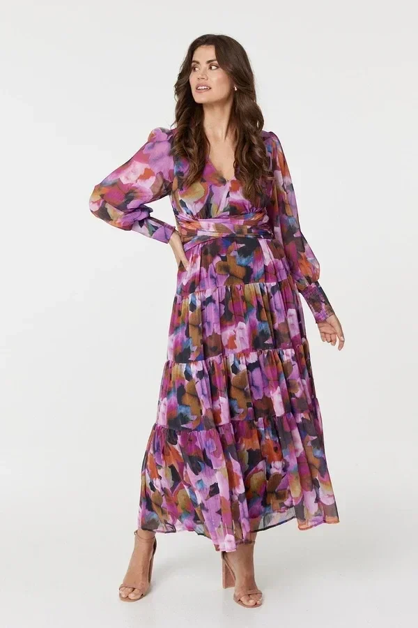 Floral Print Ruched Dress