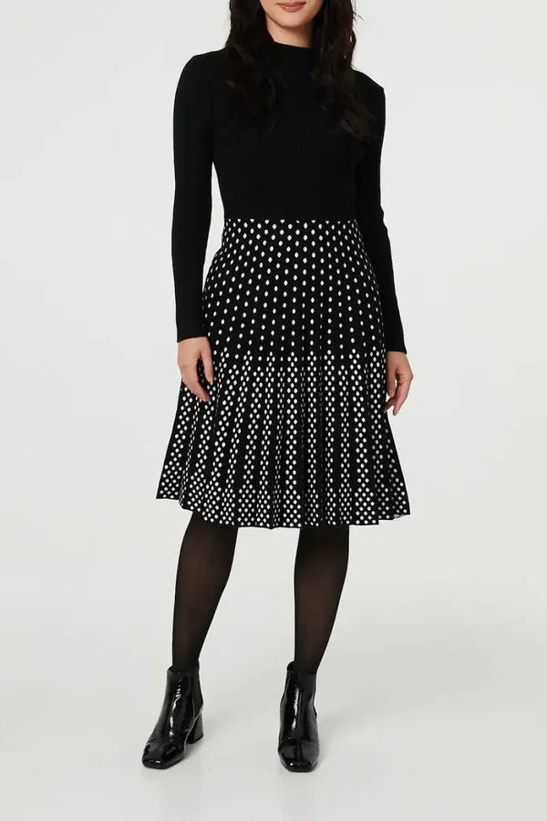 Polka dot Knit Skater Dress
