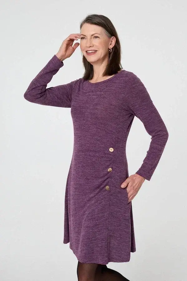 Ruched Button Detail Dress