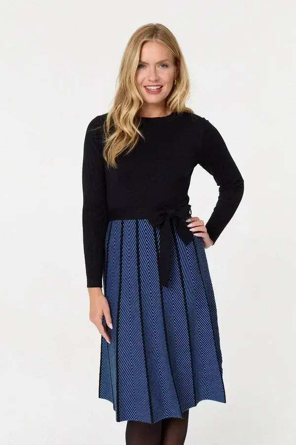 Chevron Print Skater Dress