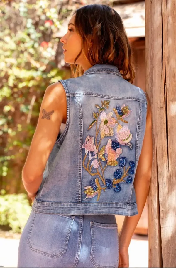 Embroidered Sequin Denim Jacket