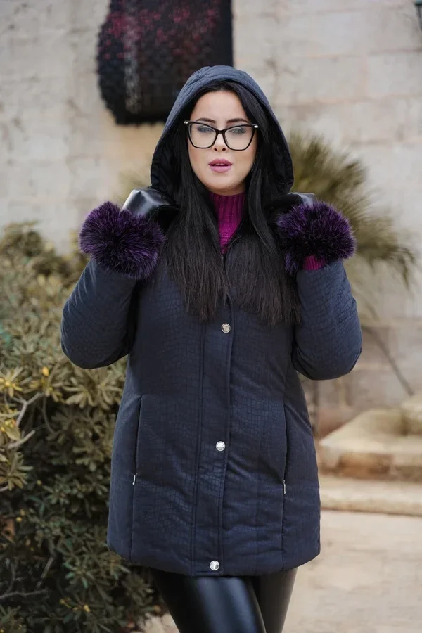Black Print Hooded Jacket