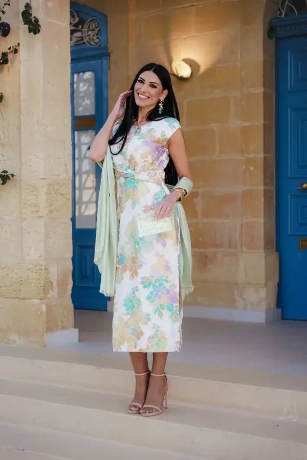Turquoise A-line Twist Designer Dress