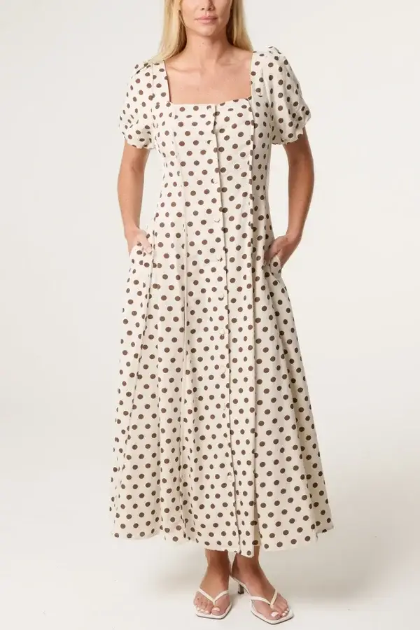 Polka Dot Linen Dress