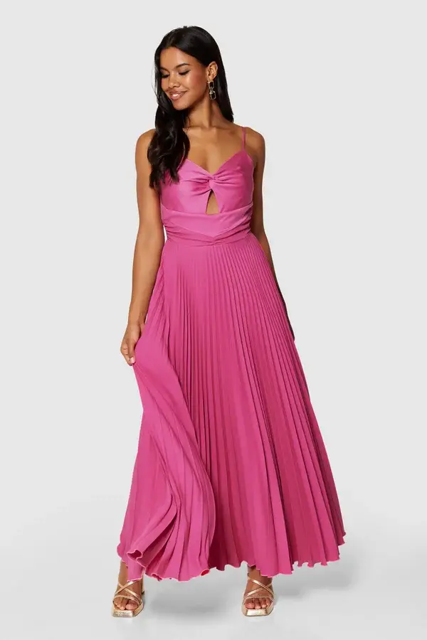 Pink Pleated Designer Dress