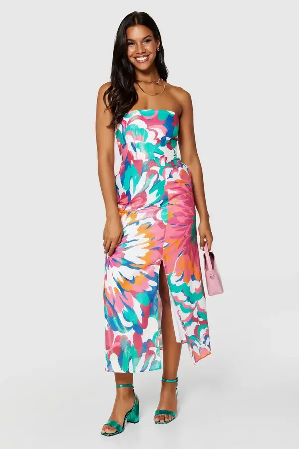 Metallic Strapless Designer Dress