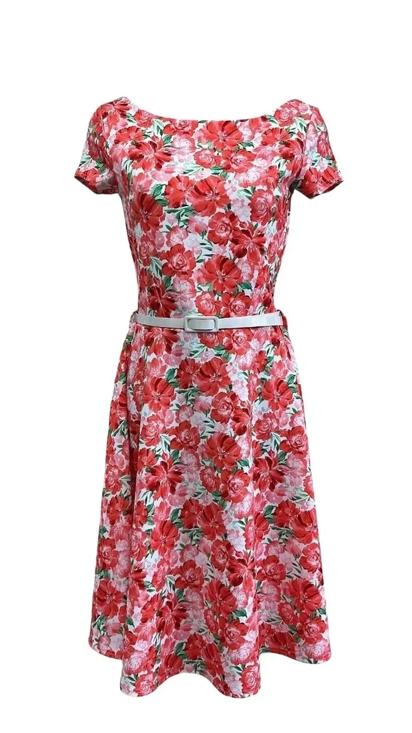Belted Boatneck Dress