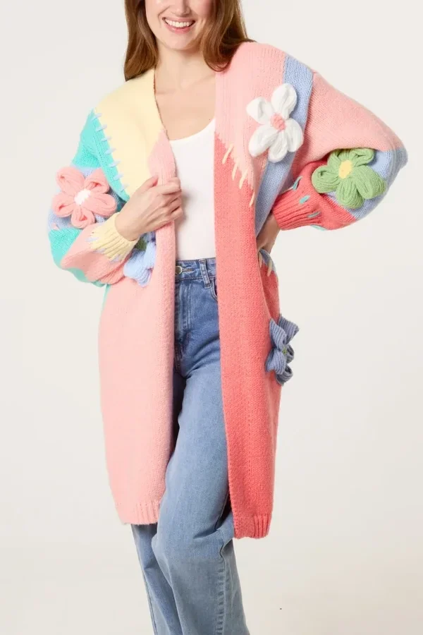 Long Floral Colourblock CardIgan