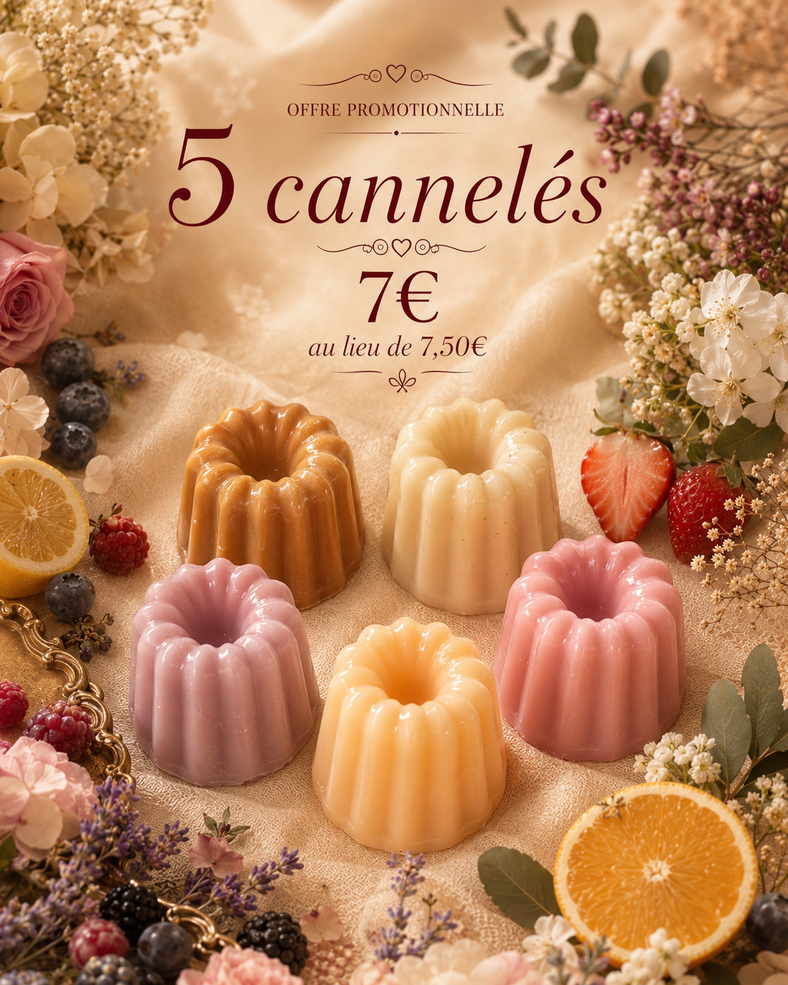 Lot de 5 cannelés individuel 7€