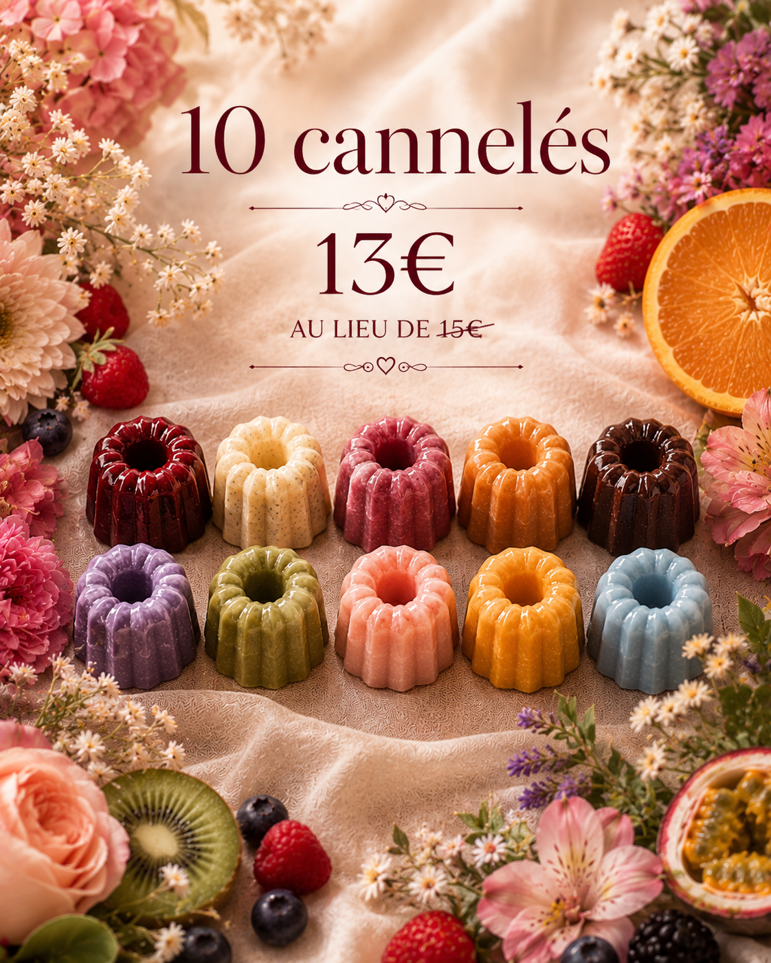 Lot de 10 cannelés parfumés