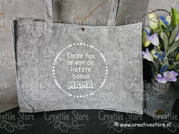 Vilttas : Deze tas is van de liefste bonus mama