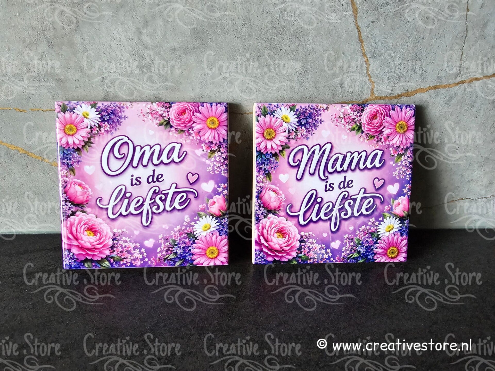 Tegeltje paars mama/oma is de liefste