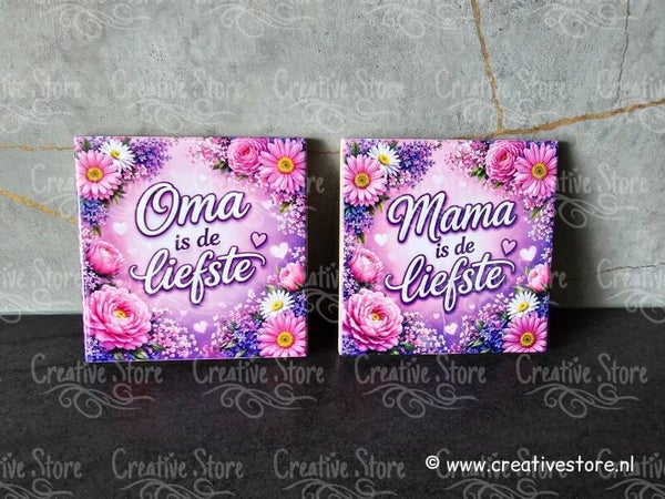 Tegeltje paars mama/oma is de liefste