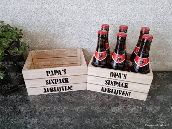 Houten kistje: Papa's/Opa's Sixpack afblijven!