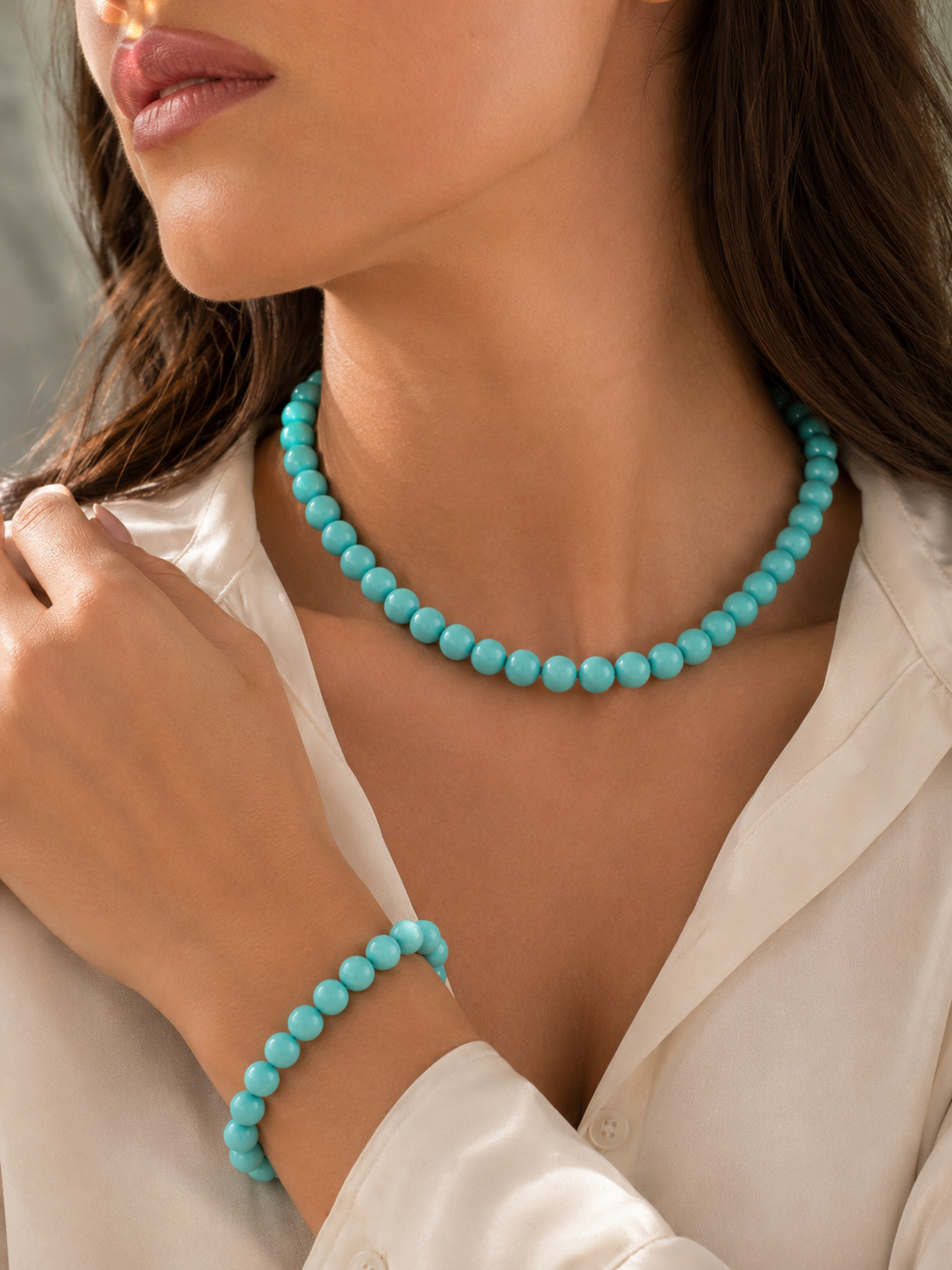Blauwe kralenarmband
