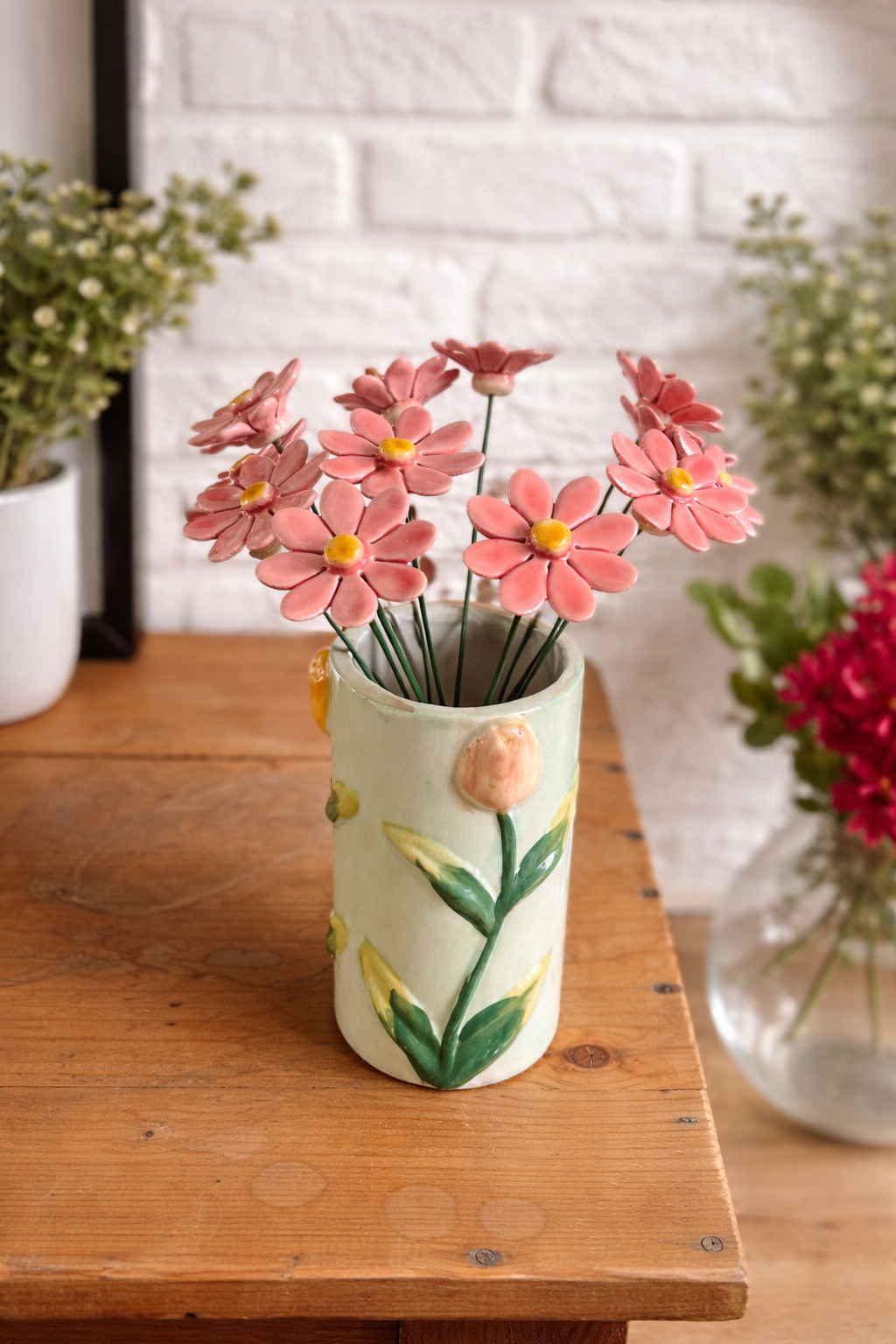 ACTIE - Madeliefjes van keramiek - handgemaakt - 4 kleuren