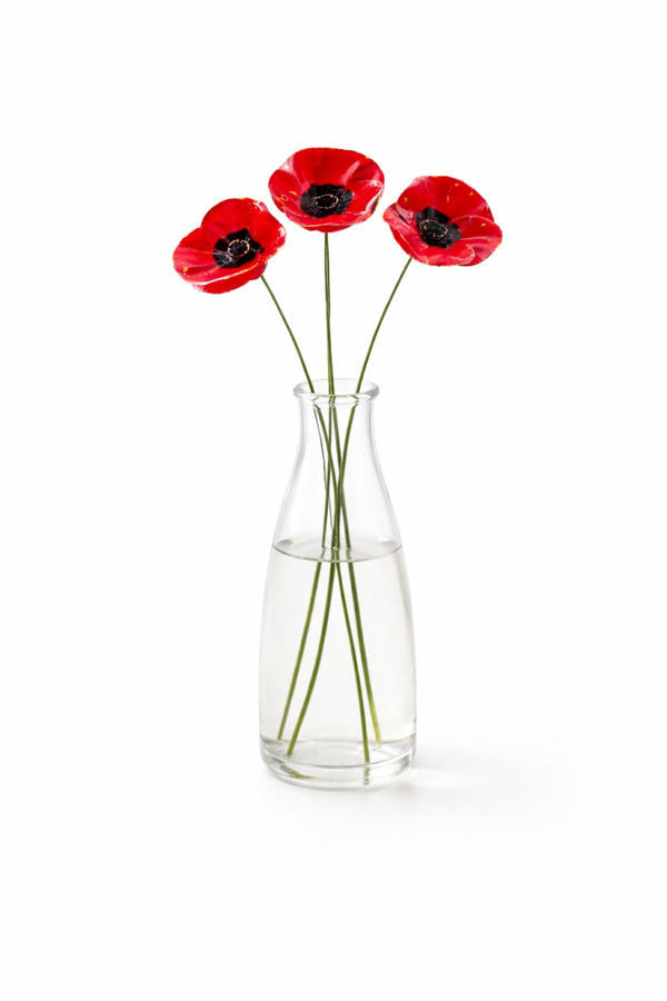 Keramieken klaproos - stijlvolle woondecoratie cadeau -  handgemaakt - 6 cm - cadeau voor moeder - symbolisch