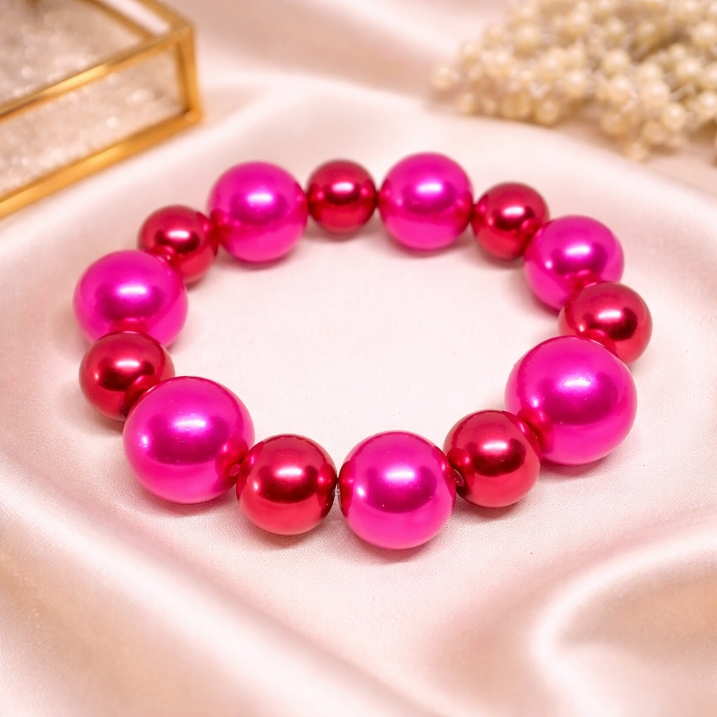 ACTIE - Chunky parelarmband Roze of Goud