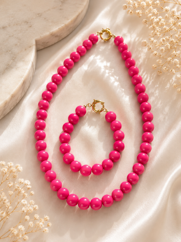 Roze kralenketting