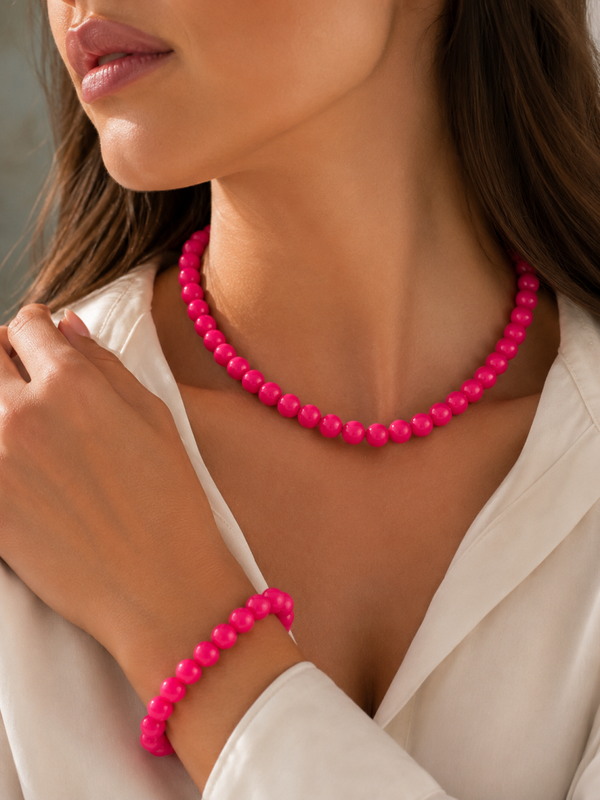 Roze kralenarmband
