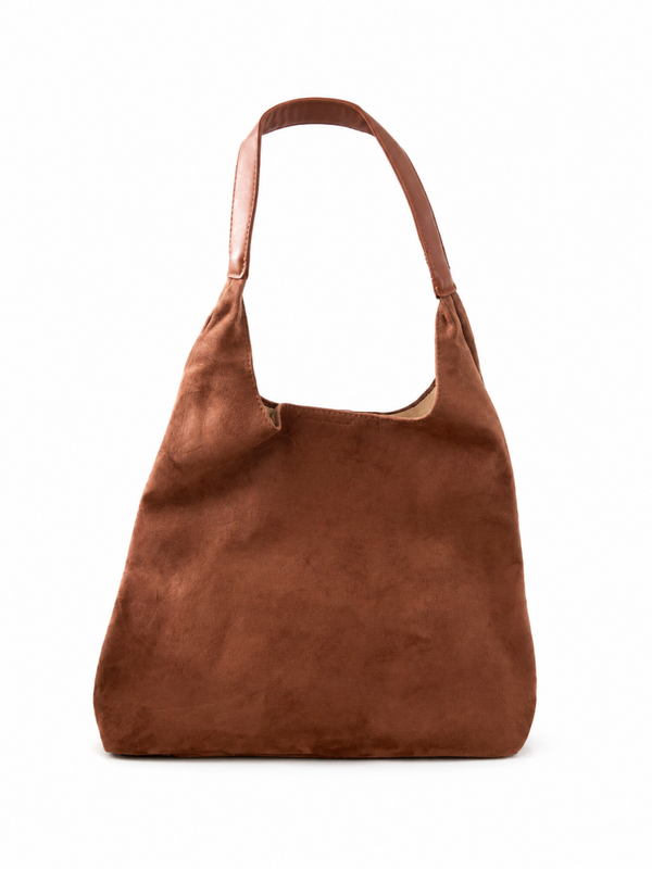 Suede tas met make-up tasje