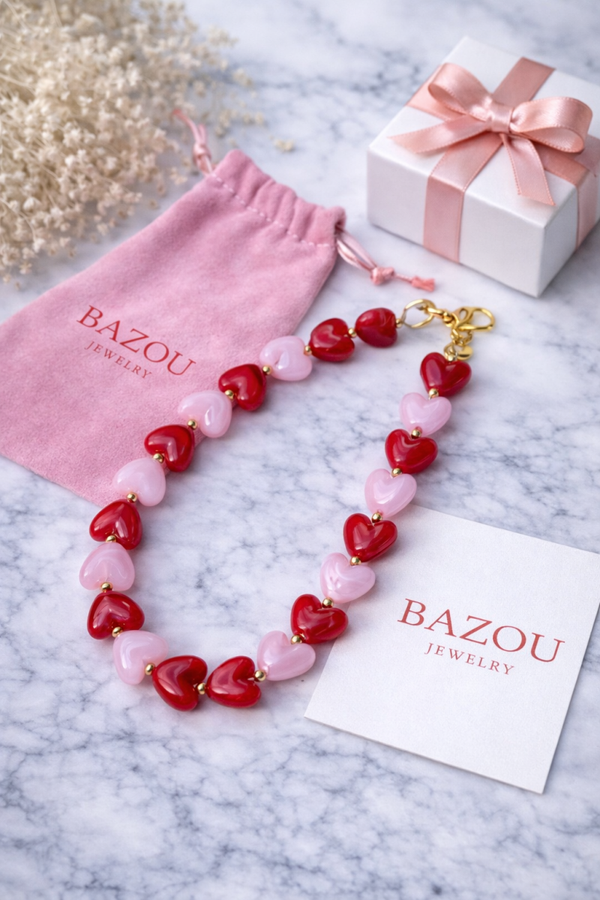 Telefoonsnoer met hartjes, paarse kralen of panterprint kralen - cadeau idee