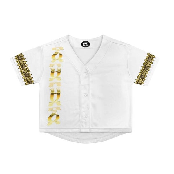 Women's White Short  Baseball Jersey Design by JR