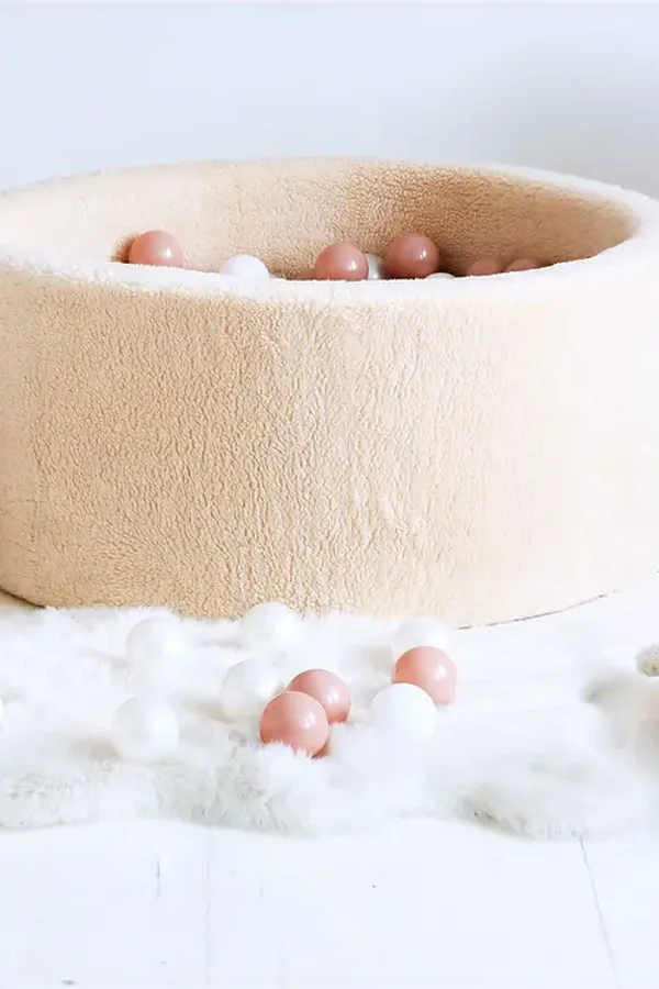 SET Ballenbad TEDDY 90x40 cm -ECRU incl ballen (wit, parel, rosegold)