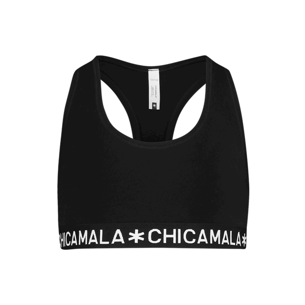 Girls Racer Back Solid Zwart en Grijs