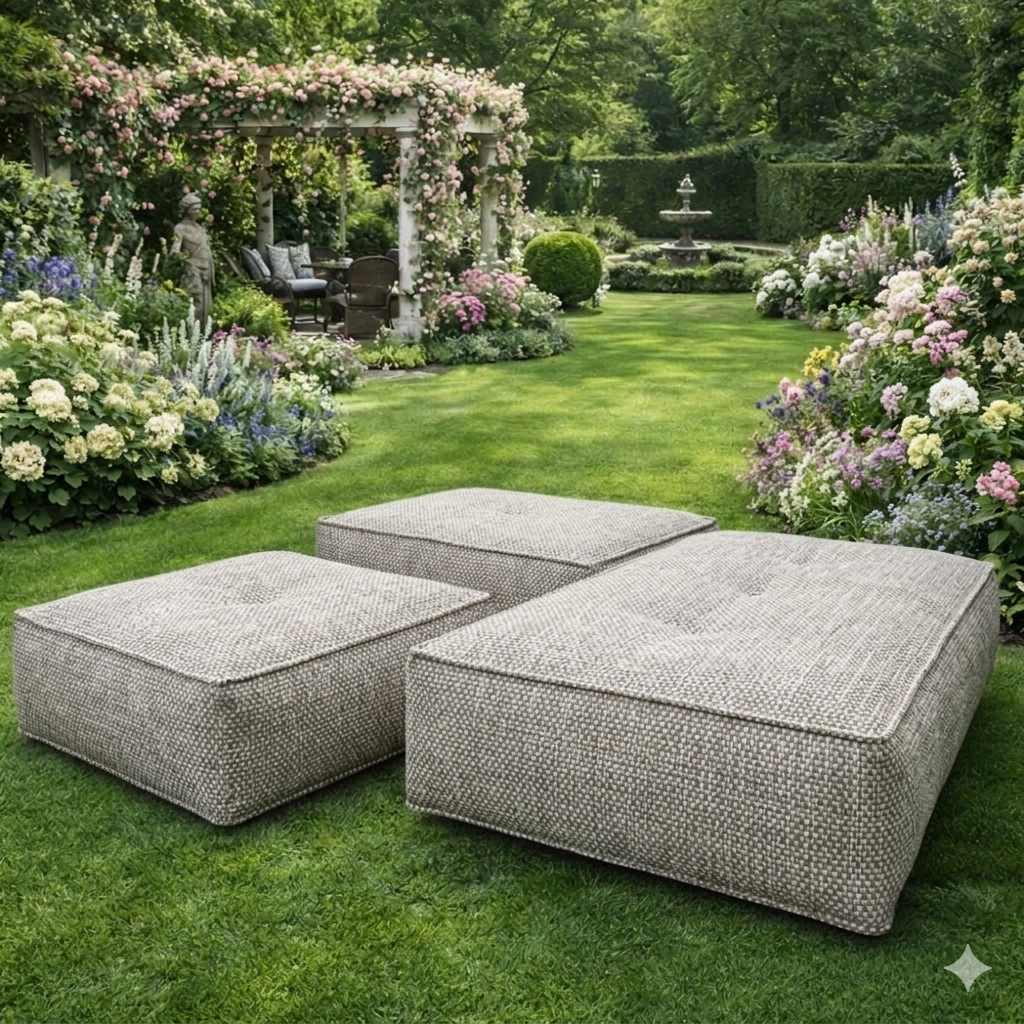 Poef Fontelina sunproof out-door stof voor uw loungekussens.