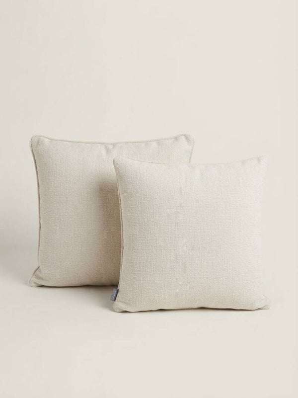 Luxe fijn geweven zachte Bouclé Creme stof  Sierkussen 45x45 cm & 50x50 & 55x35cm