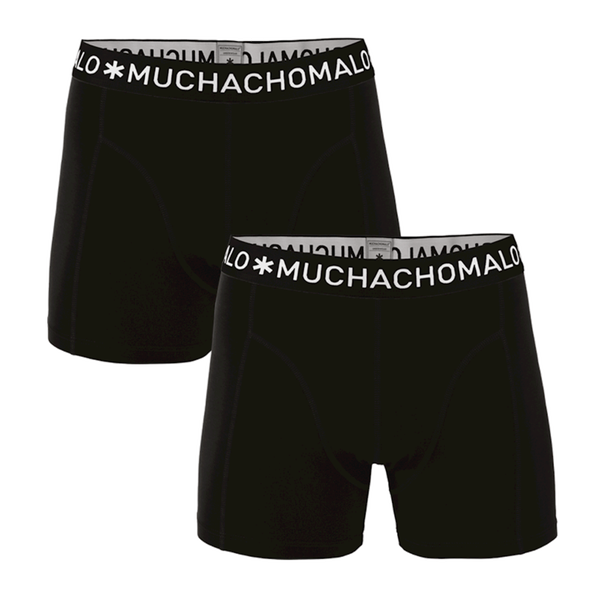 Men 2-pack boxer solid/solid. Zwart en Blauw