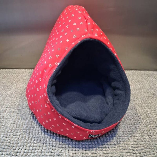 XL-Theemuts: Rood Printje / Navy