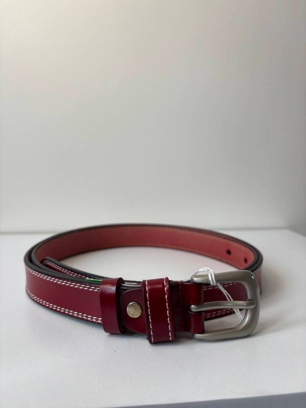 Ceinture cuir surpiqué fine