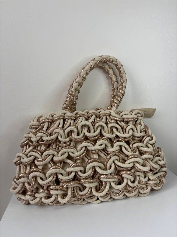 Sac à main beige paillette