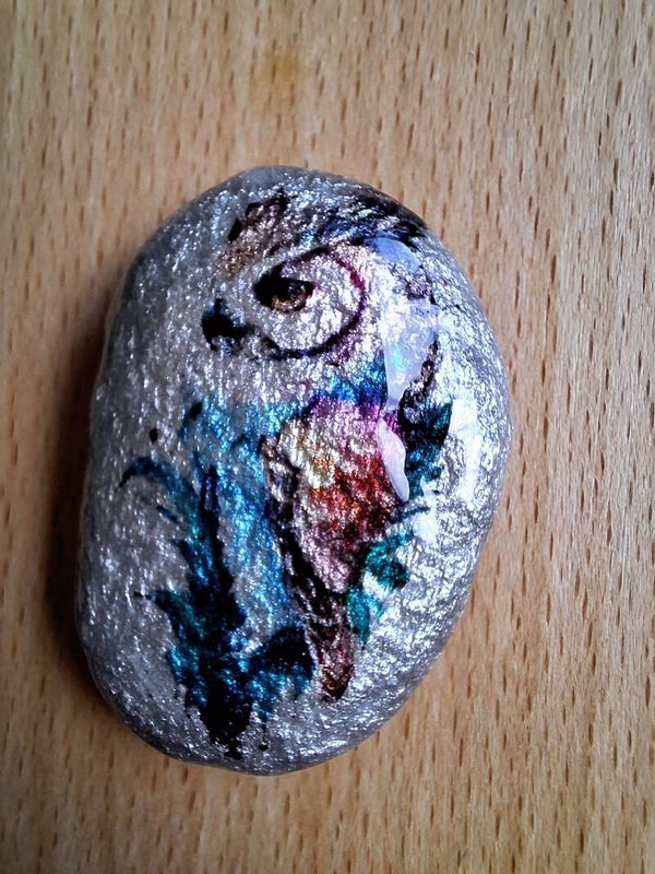 Colourful Owl - Pebble Art