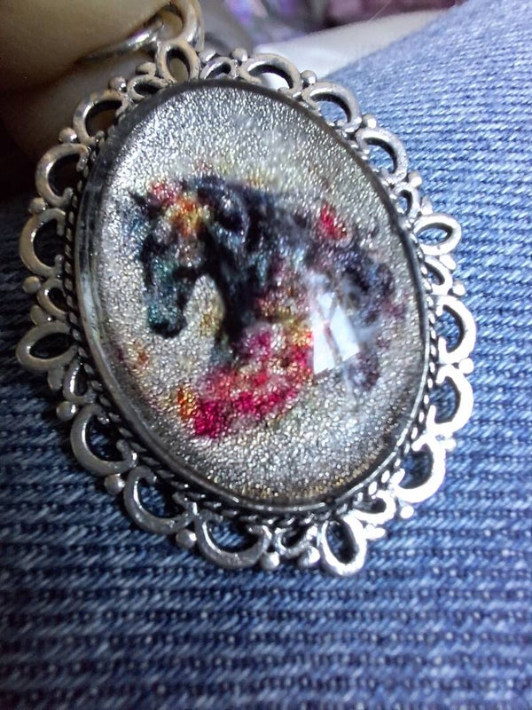 Black Horse Pendant - Resin Art