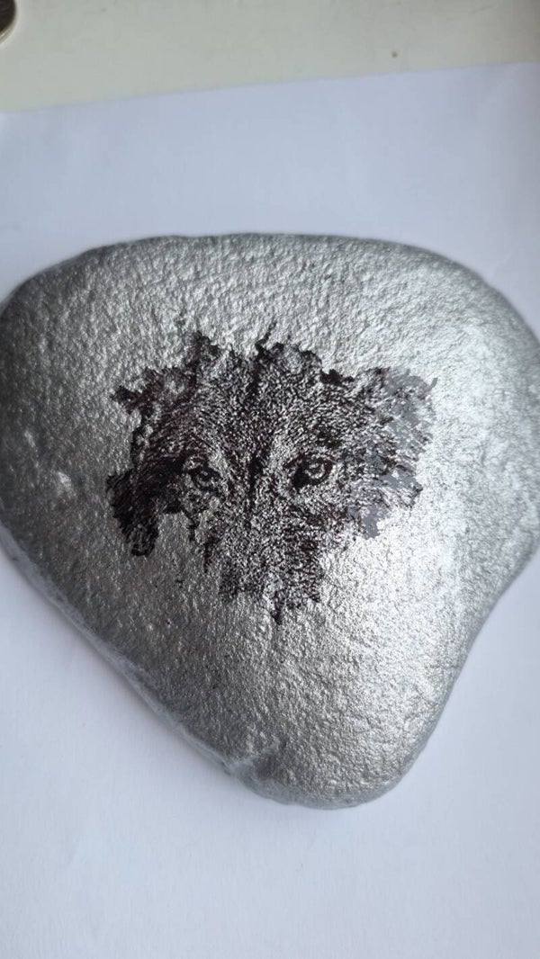 Peeping Wolf - Pebble Art