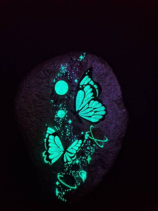 Glow In The Dark Cosmic Butterflies - Pebble Art