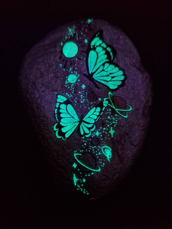 Glow In The Dark Cosmic Butterflies - Pebble Art