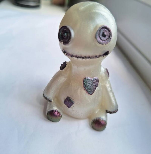 White Voodoo Doll Figurine - Resin Art