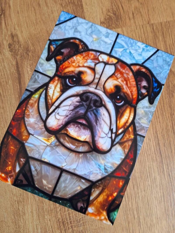 Stained Glass British Bulldog - A4 Prints