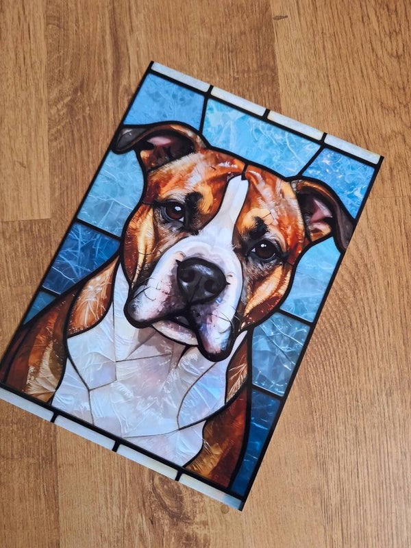 Stained Glass Staffordshire Bull Terrier- A4 Prints