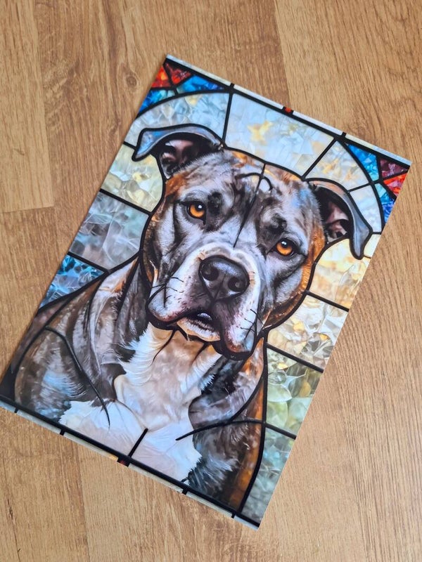 Stained Glass Staffordshire Bull Terrier- A4 Prints