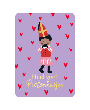 Wenskaart - Heel veel pietenkusjes (paars)