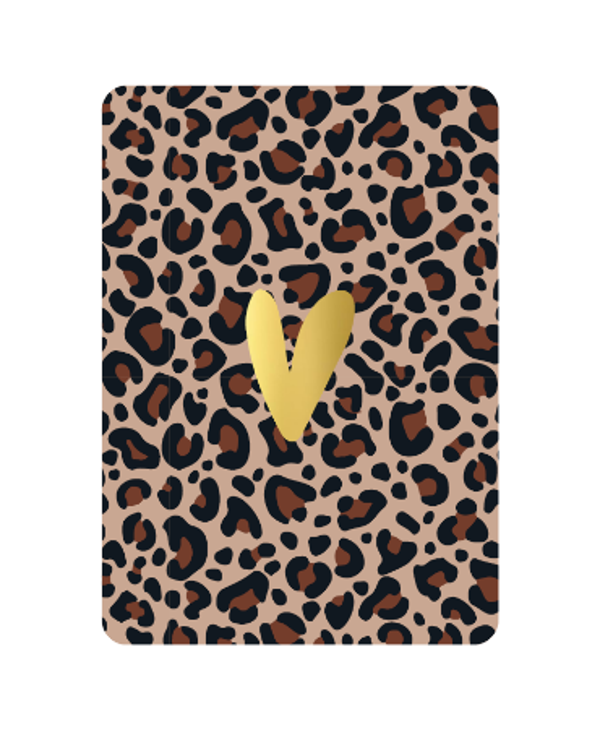 Pre-Order! Wenskaart - Hart goud + leopard mokka
