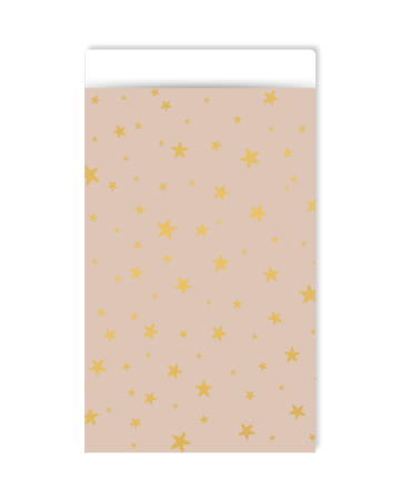 Cadeauzakjes - Little stars beige/gold - 5 stuks