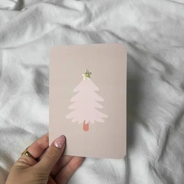 Pre-Order! Kerstkaart goudfolie - Blanco kerstboom
