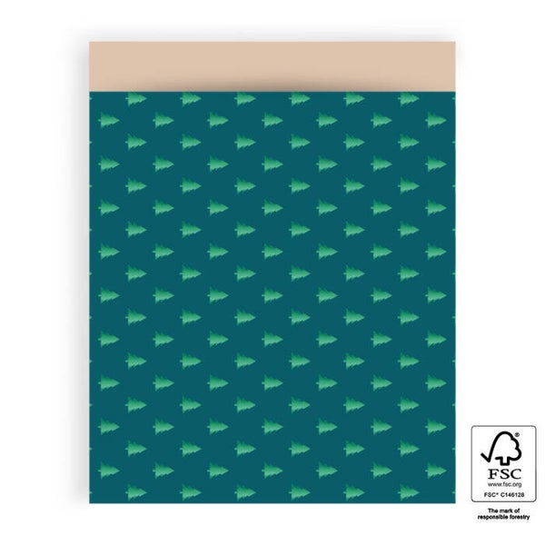 X-mas Cadeauzakjes - Tree Green Foil Jade - Nude - 27 x 34 cm - 5 stuks