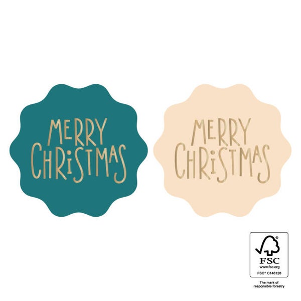 X-mas Stickers Duo - Text Merry Christmas Gold Jade - 10 stuks
